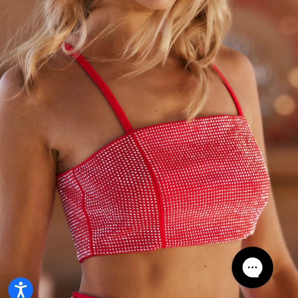 Ace Red Rhinestone Top